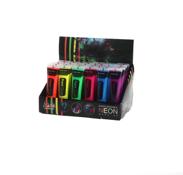 UV Glow Blacklight Face and Body Paints 24 tubes/Box Neon/glowing  Paint in the Dark Black Light Paint&amp;