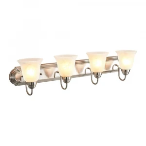 Vanity Light Fixture 4 bulbs for Bathroom, Brushed Nickel, Alabaster Glass(bulb not included)