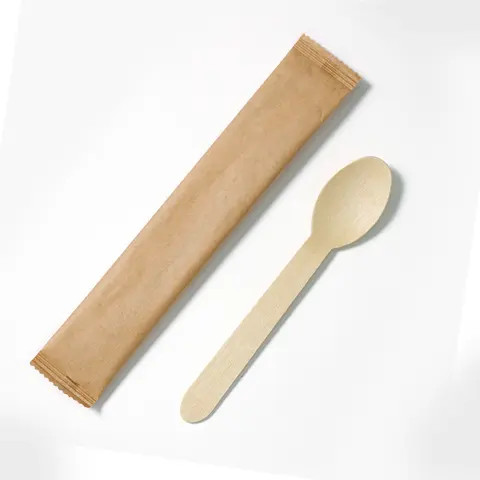 Vietnam Top-Rated Disposable Wood Cutlery 6.3 Inch Length Spoon Biodegradable And Earth Friendly Individually Wrapped