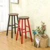 Vintage Bar Stool Wooden seat & Iron Pedal Retro Industrial Bar Chairs