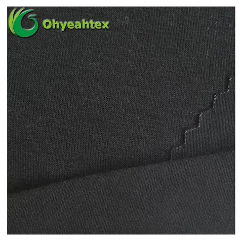 Warehouse Stock Black Bamboo Spandex Jersey Fabric For T-Shirts And Clothes