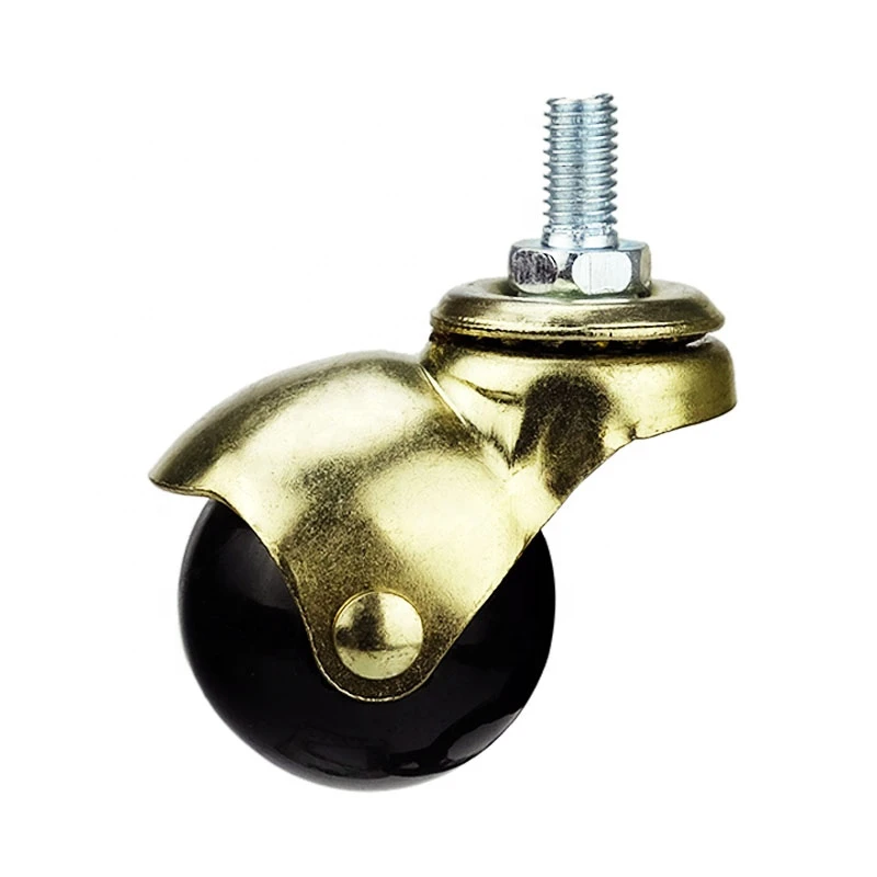 WBD wholesale 40mm 50mm swivel pp furniture caster wheels threaded stem brass chair casters