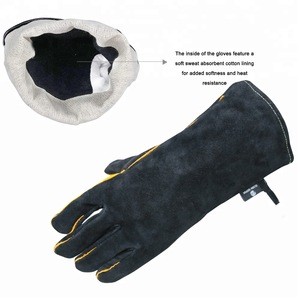 welding cowsplit double layer leather work gloves anti bite protective gloves
