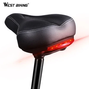 WEST BIKING Bicycle Saddle Memory Foam Padded Leather Bicycle Seat Cushion With Taillight Waterproof Mountain Cycling Saddle
