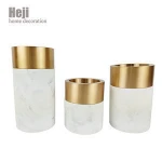White Marble Inlay Wedding Centerpiece Decorative Crackle Plant Marble Vases