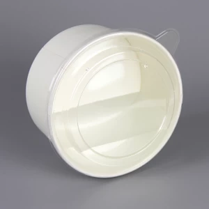 White Paper Custom Design Printed Paper Salad Container Disposable Paper Bowl With Pla Lid