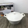 white porcelain round soup tureen with embossed decoration and two handles