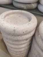 White terrazzo crafts stone bathroom accessory set for bath and vanity