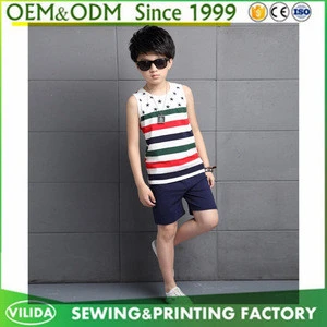 wholesale 100% cotton kids vest boys stripe tank top