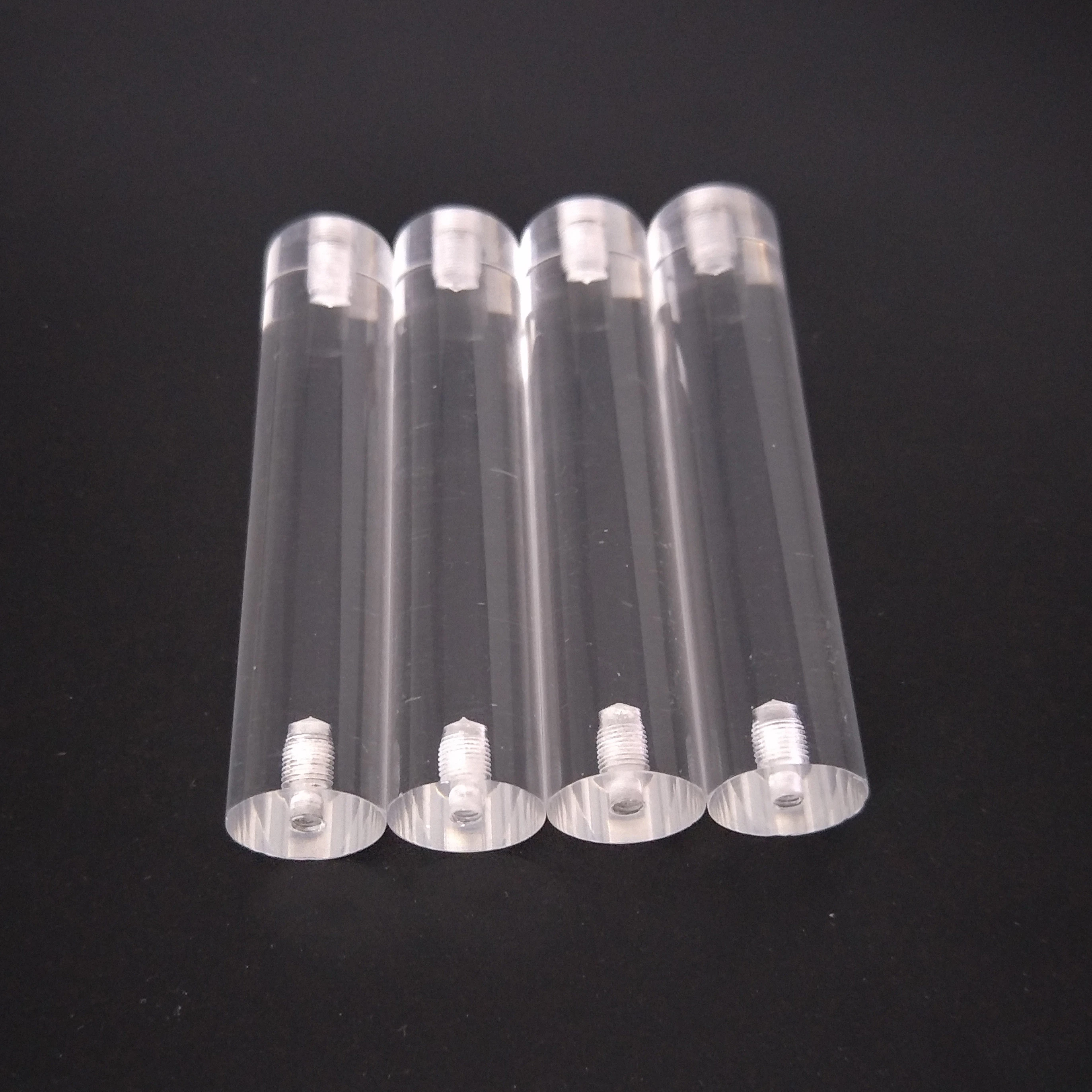 Wholesale 25mm diameter 100mm height clear round plastic acrylic rod drilled 4mm threads holes