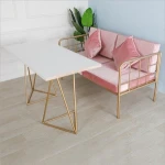 wholesale 7seats nordic velvet cushion gold legs wires hotel sofa set