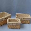 wholesale cheap willow basket stackable split wicker storage basket set of 4 in white color with blue stripe liner