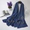 Wholesale factory supply Korean style high quality embroidery scarf hijab muslim four season shawl wrap