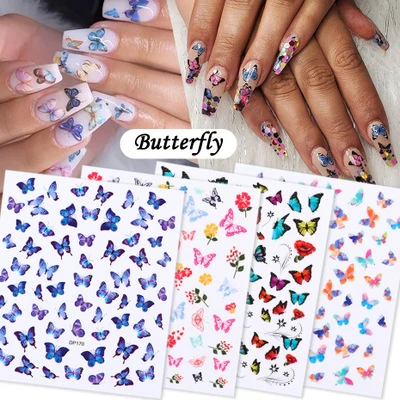 Wholesale Fashion new style nail art water decals stickers colorful butterfly flower Nails Sticker nail art Decoration