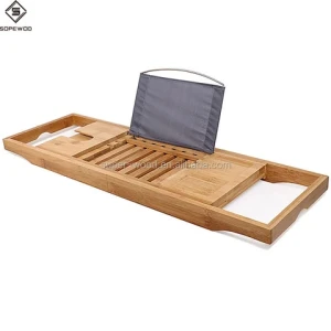 Wholesale handcrafted bathtub bamboo bathtub caddy tray