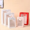 Wholesale High quality transparent handbag window pure white large paper bag bouquet bag Birthday window gift bag