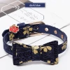 Wholesale Japanese style colorful printing bow cat collar small dog pet cat collar