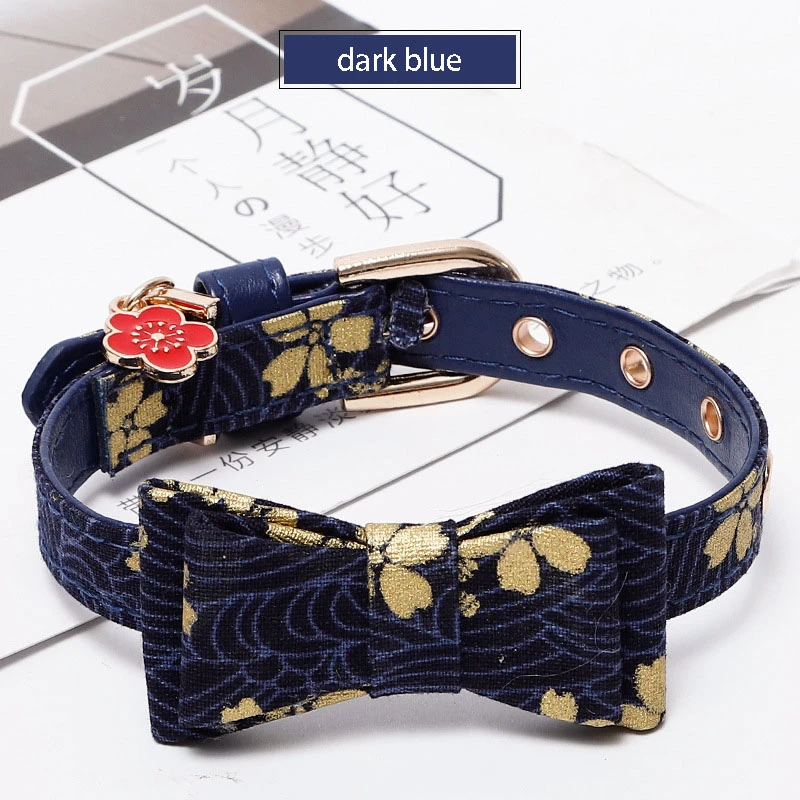 Wholesale Japanese style colorful printing bow cat collar small dog pet cat collar