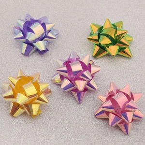 Wholesale Metallic Gift Wrapping Bow Color ful  Plastic Decorative Ribbon Star  Bow