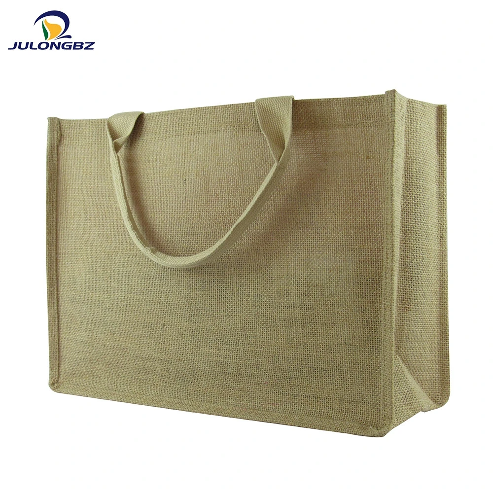 Wholesale portable Natural gunny Bag  Tote Shopping jute Bag