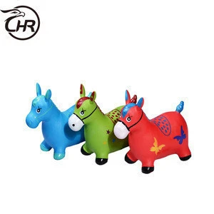 Wholesale PVC Jumping Animal Toy/Hot Sale Kids Jumping Horse/Plastic Kids Spring Rocking Horse