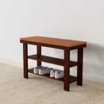 Wholesale simple narrow wooden shoe rack 2 level closet entrance Independent shoe rack stackable storage organizer