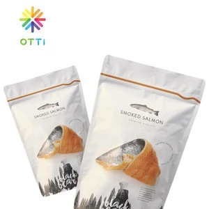 wholesale smoked salmon fish packaging pouch with ziplcok