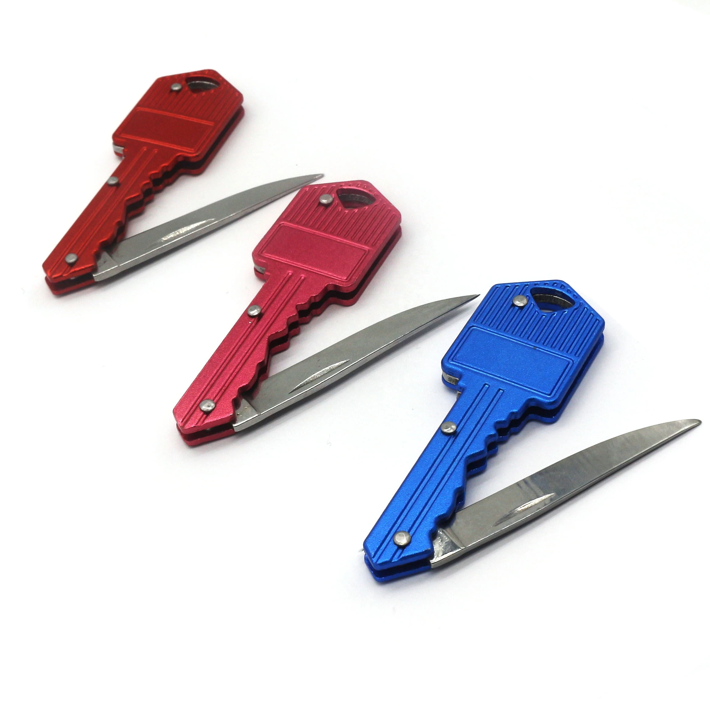 Wholesale utility key shape stainless steel pocket mini keychain key knife folding knife with self defense knifes