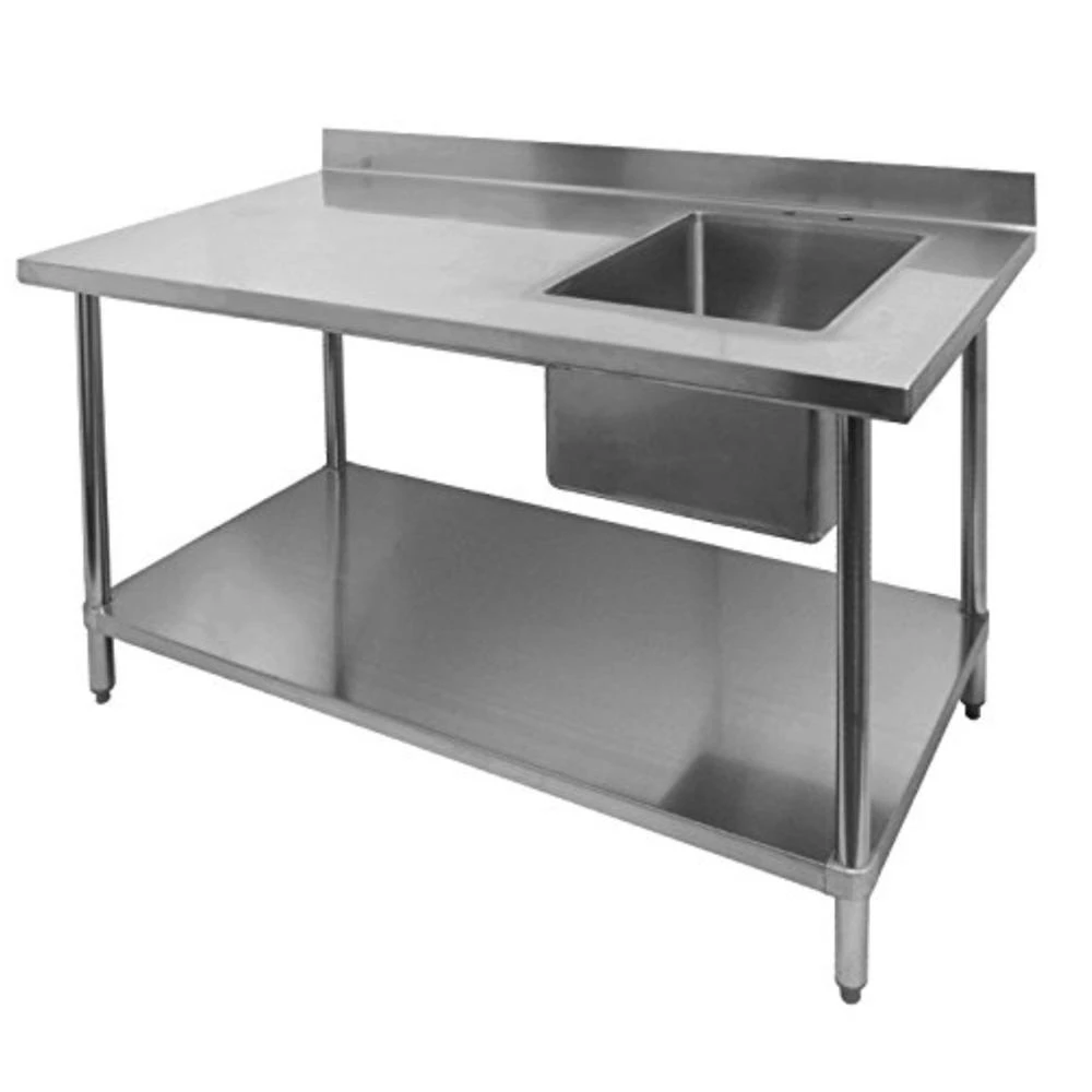Wholesales 2-tier floding stainless steel kitchen working table with sink