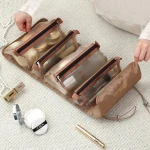 Women Foldable Collapsible Cosmetic Makeup Organizer Bags Travel Toiletry Bag Roll Up