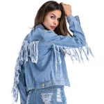 Women Jacket Short Frosted Tassel Denim Design Autumn Winter Jacket
