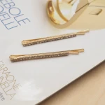 Women metallic curved bobby pins colored glitter shimmer rhinestone hair grips faux crystal diamond jewelry long barrette hair