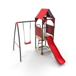 Wooden plastic kids swing toy slide  and swing set outdoor courtyard