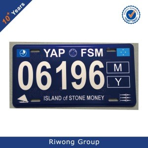 Yap State car license plate with high security