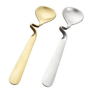 YiJia stainless steel creative gold bent coffee tasting spoon