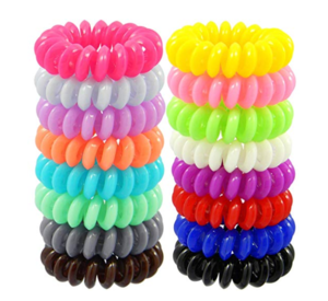ZF319 Best sellingpu plastic girl telephone wire plastic hair bands traceless hair accessories bracelet  for kids