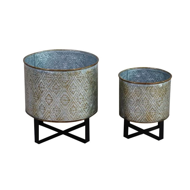Buy Galvanized Metal Planter Pot With Stands from MINHOU KINGHOME ARTS ...