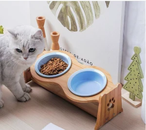 Wooden Cat & Dog Bowl Stand