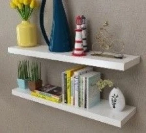 vidaXL Wall Shelf Set of 2 White MDF with a matte finish