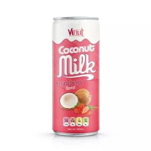 Made In Vietnam/320ml VINUT Coconut milk with Strawberry flavor/ No Sugar/ Low Fat/ Wholesale Price By VINUT Supplier