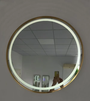 New Luxury  Round Anti-Fog Bathroom Mirror LED Intelligent Mirror Wall-Mounted Bathroom DINGJU Bathroom Mirror