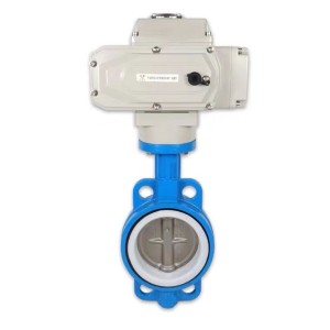 Electric ductile iron body & ss304 disc ss410 shaft ptfe seal wafer type butterfly valve