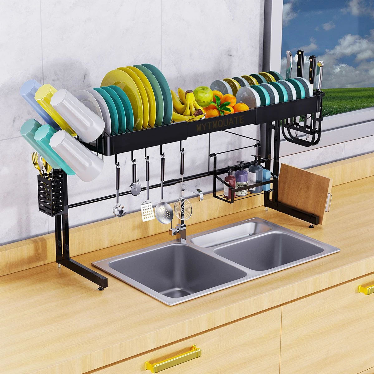 Buy Adjustable Sink Dish Drying Rack Stainless Steel 2-tier Expandable ...