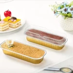 Colorful Disposable Cake Tool Aluminium Foil Containers Tray Loaf Pans With Pet Lid
