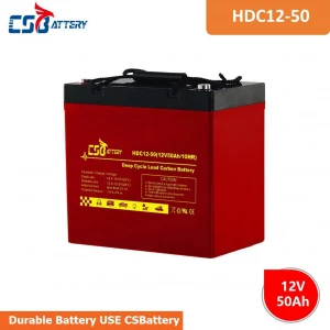 Csbattery 12V50ah 20years Life Lead Carbon Battery for Communication /Jet-Pumps/MPPT-Charge-Controller/Trolly/Amy