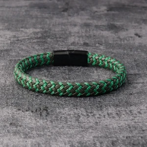 Leather rope bracelet stainless steel magnetic clasp leather bracelet retro leather bracelet men's cowhide jewelry