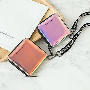 Laser wallet female short short small fresh Korean style simple personality large capacity student zipper wallet