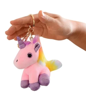 Cute Unicorn Plush Stuffed Keychain Animal Backpack Clip Handbag Charm Keyring for Girls Women Girls Gift