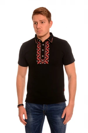 Black men's t-shirt with embroidery.