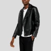 Mens Alpha Black Quilted Leather Motorcycle Jacket